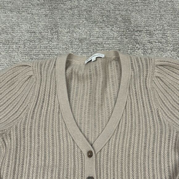 White + Warren Cardigan Sweater Womens Small Beige Cashmere Quiet Luxury Soft - Picture 5 of 6